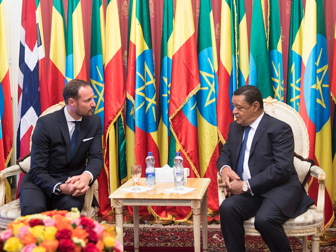 Crown Prince Haakon meeting with President Mulatu Teshome. Photo: Vidar Ruud, NTB scanpix